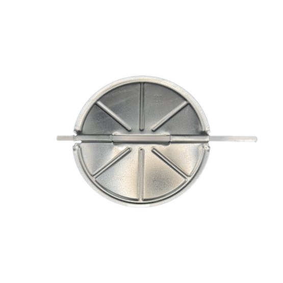 Round stamped metal damper blade with continuous rod
